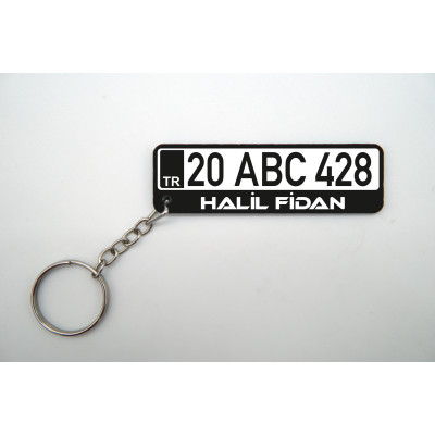 Kişiye Özel Pleksi Beyaz Hediyelik Plaka Anahtarlık - Çift Taraflı