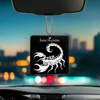 Akrep Desenli Kişiye Özel İsimli Pleksi Dikiz Ayna Süsü