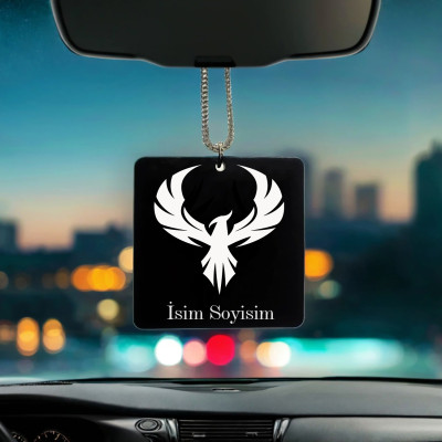 Anka Kuşu Desenli Kişiye Özel İsimli Pleksi Dikiz Ayna Süsü