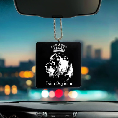 Aslan Desenli Kişiye Özel İsimli Pleksi Dikiz Ayna Süsü
