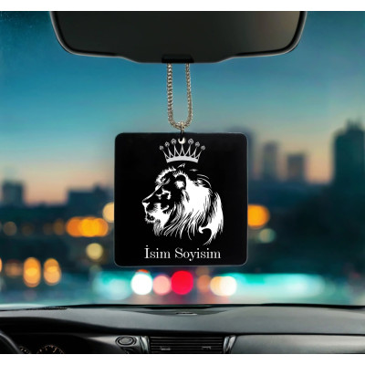Aslan Desenli Kişiye Özel İsimli Pleksi Dikiz Ayna Süsü