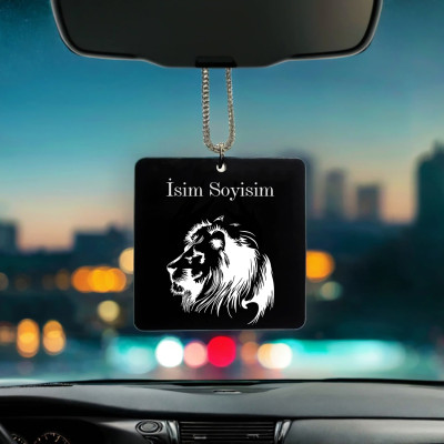 Aslan Desenli Kişiye Özel İsimli Pleksi Dikiz Ayna Süsü DP10