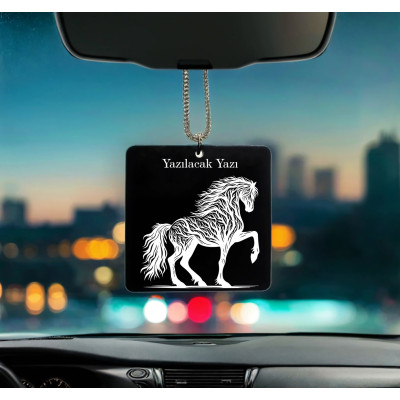 At Horse Desenli Kişiye Özel İsimli Pleksi Dikiz Ayna Süsü