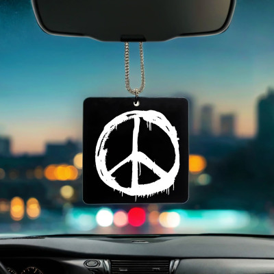 Barış Sembolü Desenli Kişiye Özel İsimli Pleksi Dikiz Ayna Süsü