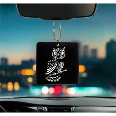 Baykuş Desenli Kişiye Özel İsimli Pleksi Dikiz Ayna Süsü DP22