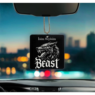 Beast Desenli Kişiye Özel İsimli Pleksi Dikiz Ayna Süsü