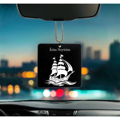 Gemi Desenli Kişiye Özel İsimli Pleksi Dikiz Ayna Süsü DP29