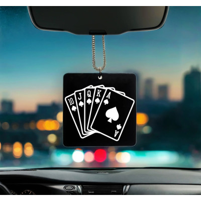 İskambil Kartı Desenli Kişiye Özel İsimli Pleksi Dikiz Ayna Süsü