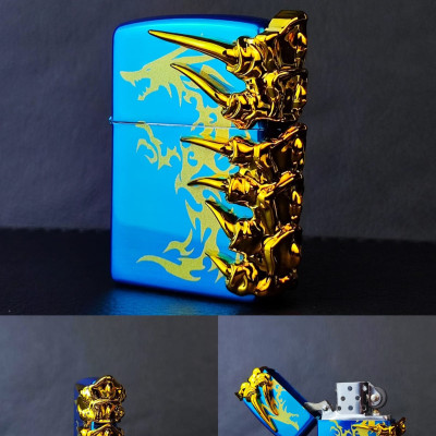 Ejderha Figürlü 3D Kabartmalı Özel Tasarım Metal Benzinli Çakmak PR08