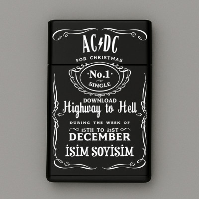 ACDC Desenli Metal Sigara Tabakası – Kişiye Özel Isimli Tütün Kutusu