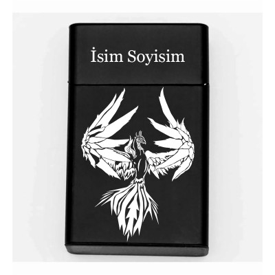 Anka Kuşu Desenli Metal Sigara Tabakası – Kişiye Özel İsimli Tütün Kutusu