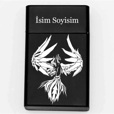 Anka Kuşu Desenli Metal Sigara Tabakası – Kişiye Özel İsimli Tütün Kutusu