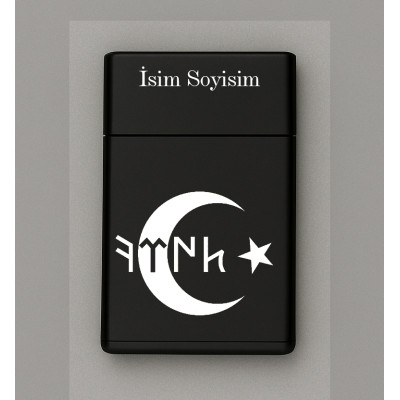 Ayyıldız Orhun Göktürk Türk Desenli Metal Sigara Tabakası – Kişiye Özel İsimli Tütün Kutusu