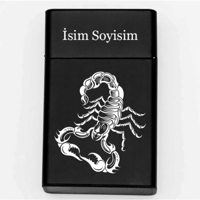 Akrep Desenli Metal Sigara Tabakası – Kişiye Özel İsimli Tütün Kutusu