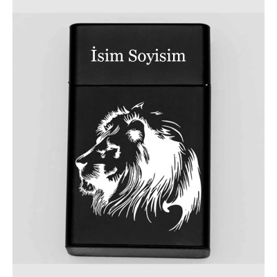 Aslan Desenli Metal Sigara Tabakası – Kişiye Özel İsimli Tütün Kutusu