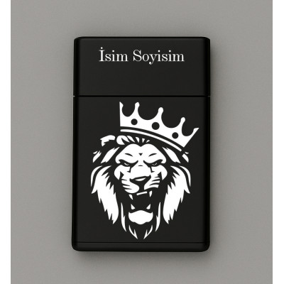 Aslan King Desenli Metal Sigara Tabakası – Kişiye Özel İsimli Tütün Kutusu T11