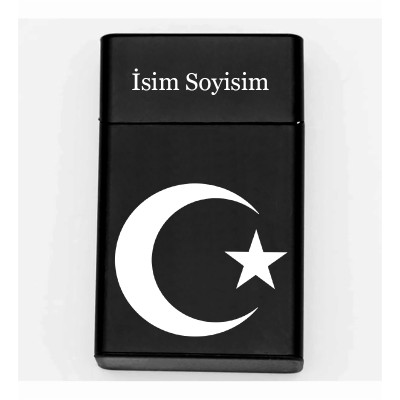 Ayyıldız Desenli Metal Sigara Tabakası – Kişiye Özel İsimli Tütün Kutusu