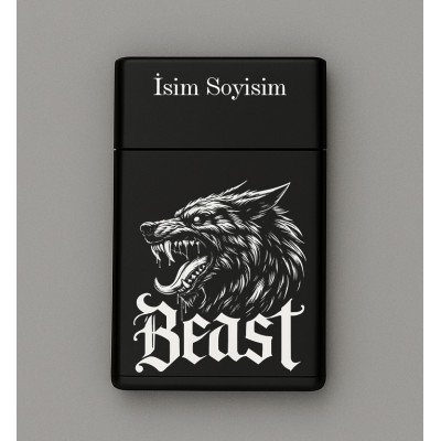 Beast Desenli Metal Sigara Tabakası – Kişiye Özel İsimli Tütün Kutusu