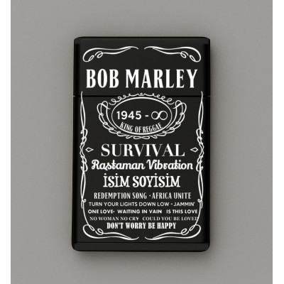 Bob Marley Desenli Metal Sigara Tabakası – Kişiye Özel İsimli Tütün Kutusu 