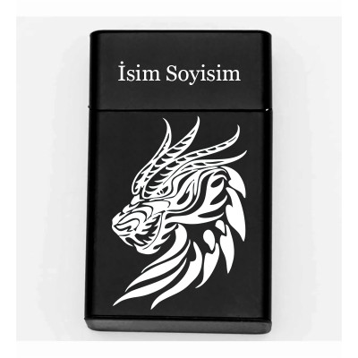 Ejderha Desenli Metal Sigara Tabakası – Kişiye Özel İsimli Tütün Kutusu T31