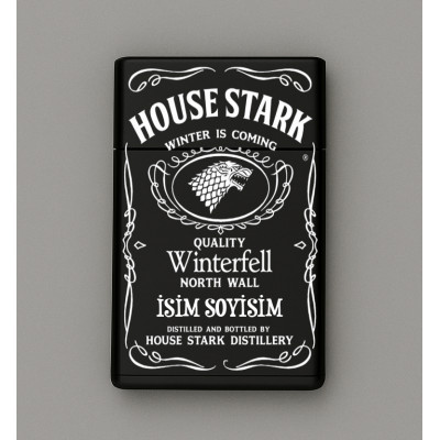 House Stark Winter is Coming Desenli Metal Sigara Tabakası – Kişiye Özel İsimli Tütün Kutusu