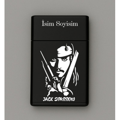 Jack Sparrow Desenli Metal Sigara Tabakası – Kişiye Özel İsimli Tütün Kutusu