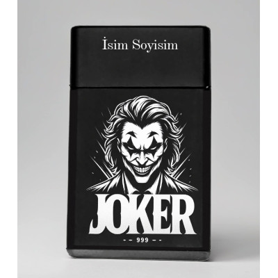 Joker Desenli Metal Sigara Tabakası – Kişiye Özel İsimli Tütün Kutusu