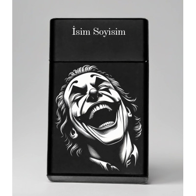 Joker Desenli Metal Sigara Tabakası – Kişiye Özel İsimli Tütün Kutusu T39