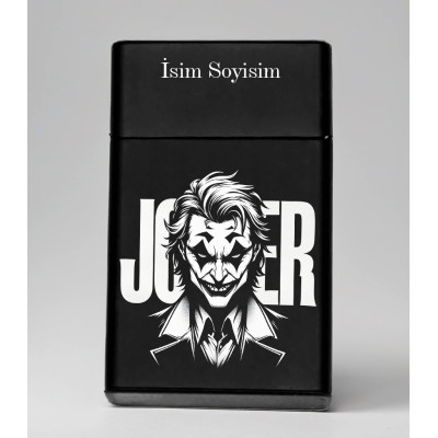Joker Desenli Metal Sigara Tabakası – Kişiye Özel İsimli Tütün Kutusu T40