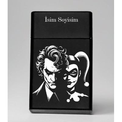 Joker Harley Quinn Desenli Metal Sigara Tabakası – Kişiye Özel İsimli Tütün Kutusu