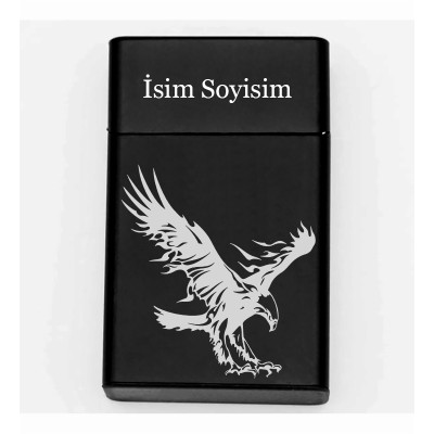 Kartal Desenli Metal Sigara Tabakası – Kişiye Özel İsimli Tütün Kutusu T51
