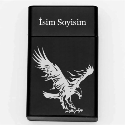 Kartal Desenli Metal Sigara Tabakası – Kişiye Özel İsimli Tütün Kutusu T51