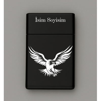 Kartal Desenli Metal Sigara Tabakası – Kişiye Özel İsimli Tütün Kutusu T53