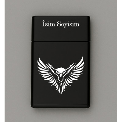 Kartal Desenli Metal Sigara Tabakası – Kişiye Özel İsimli Tütün Kutusu T55