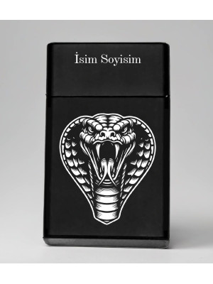 Kobra Yılan Desenli Metal Sigara Tabakası – Kişiye Özel İsimli Tütün Kutusu T59