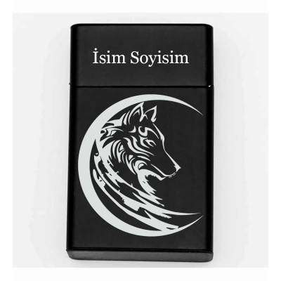 Kurt Desenli Metal Sigara Tabakası – Kişiye Özel İsimli Tütün Kutusu T63
