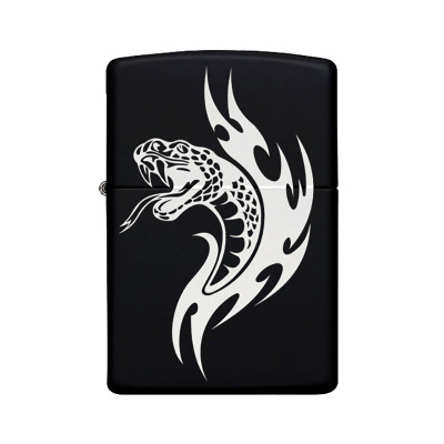 Yılan Desenli Kişiye Özel İsimli Siyah Benzinli Metal Çakmak ZZ132