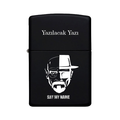 Breaking Bad Say My Name Desenli Kişiye Özel İsimli Benzinli Siyah Metal Çakmak