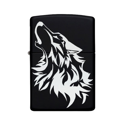 Kurt Desenli Kişiye Özel İsimli Benzinli Siyah Metal Çakmak Z89