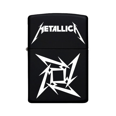 Metallica Desenli Kişiye Özel İsimli Benzinli Siyah Metal Çakmak