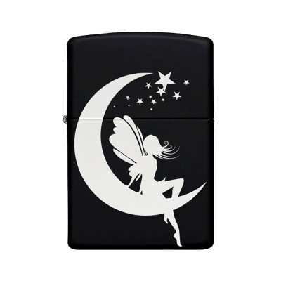 Peri Desenli Kişiye Özel İsimli Benzinli Siyah Metal Çakmak ZZ114